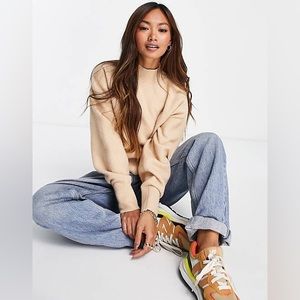 & other stories mock neck jumper in beige
